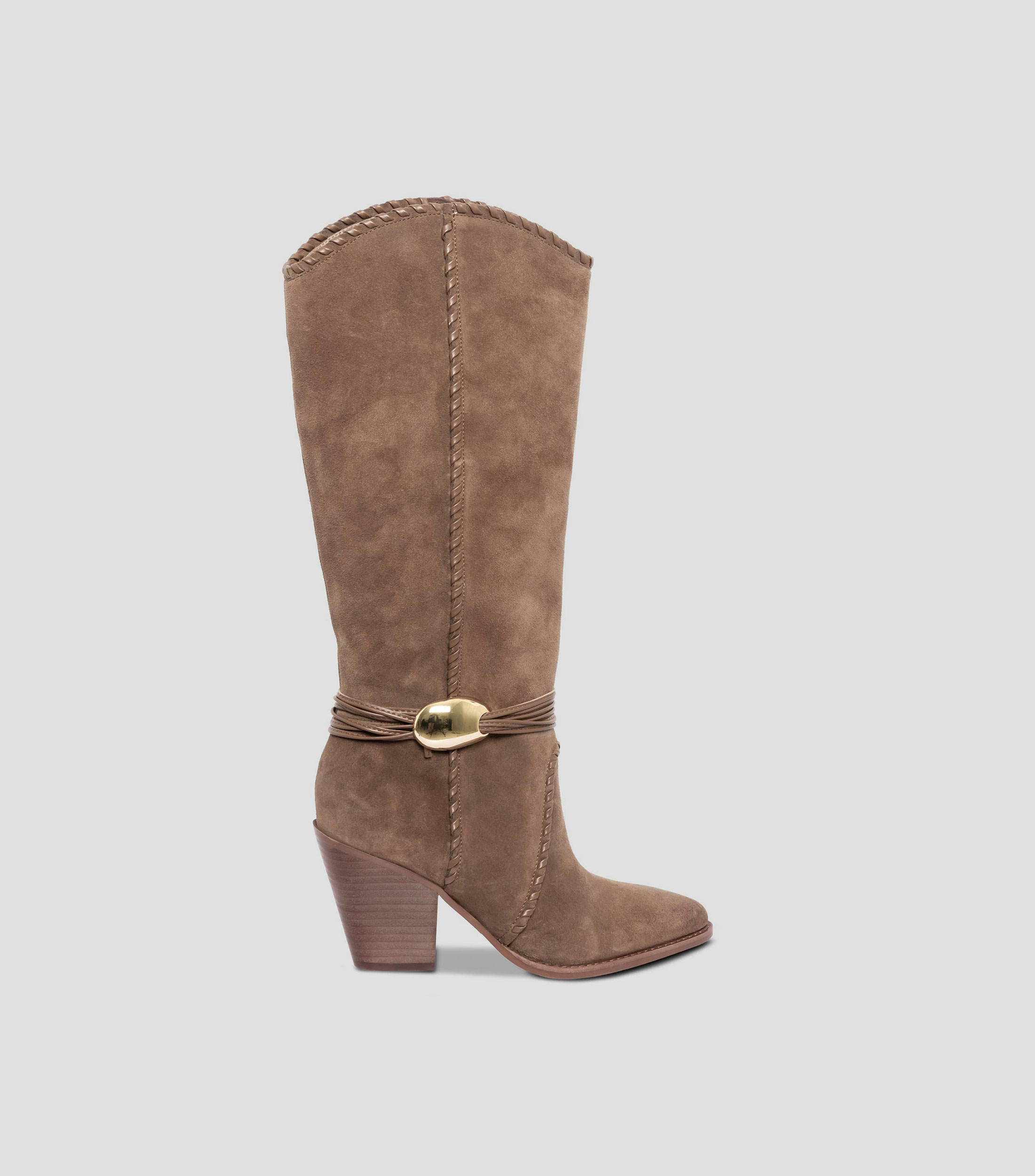 Botas Largas con Tacon Bajo Cuadrado Mujer